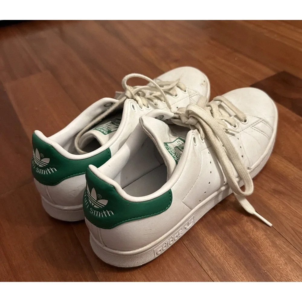 Adidas Stan Smith Men's Lux Shoes US9 UK 7.5 Cloud White Collegiate Green Used